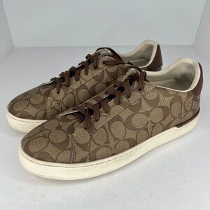 Coach Womens G4949 Brown Tan Lowline Coated Canvas Lace Up Size 10.5 D Sneakers